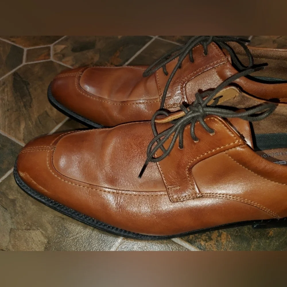Rockport Shoes Mens 11.5 11-1/2 Brown Leather Upper‎ Lightweight Lace Up Oxford